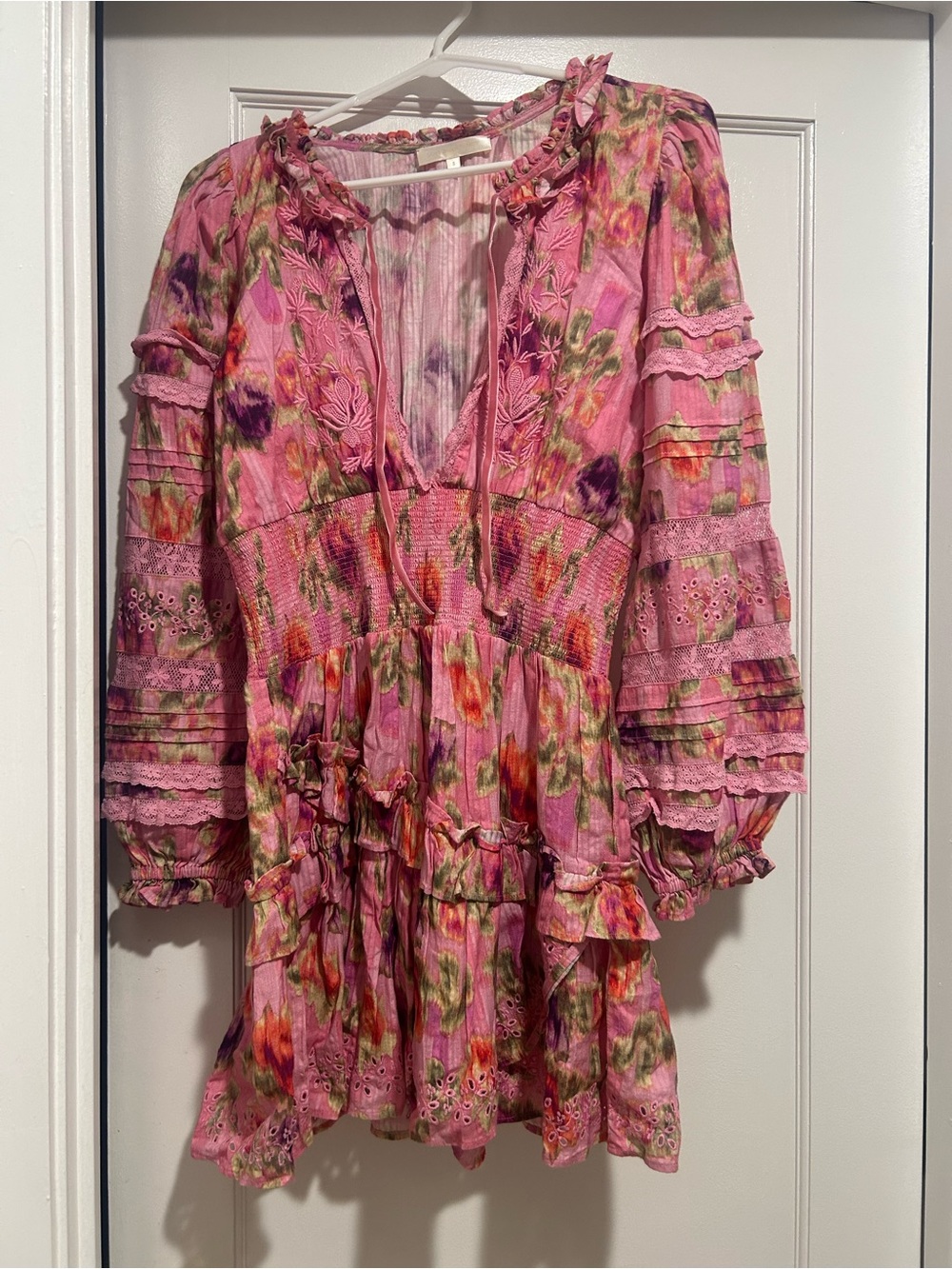LoveShackFancy Pink Floral Watercolor dress